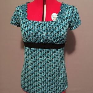 Ruched bust geometric blouse